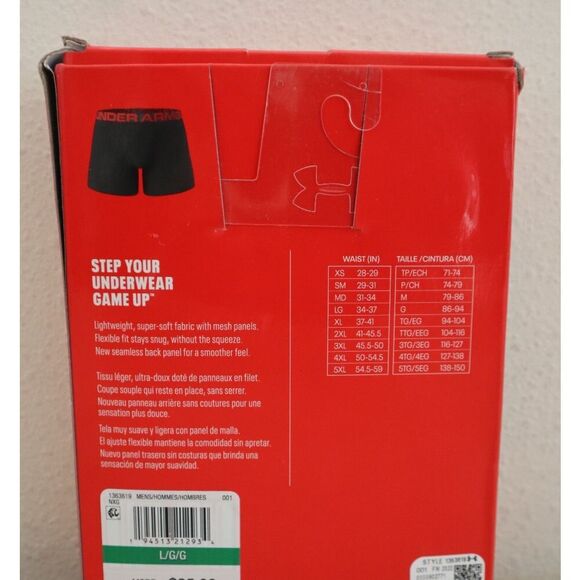 Under Armour 1363619-001 Men's Sz Large Black 2-pk Tech 6" Boxerjock Briefs - Picture 2 of 6